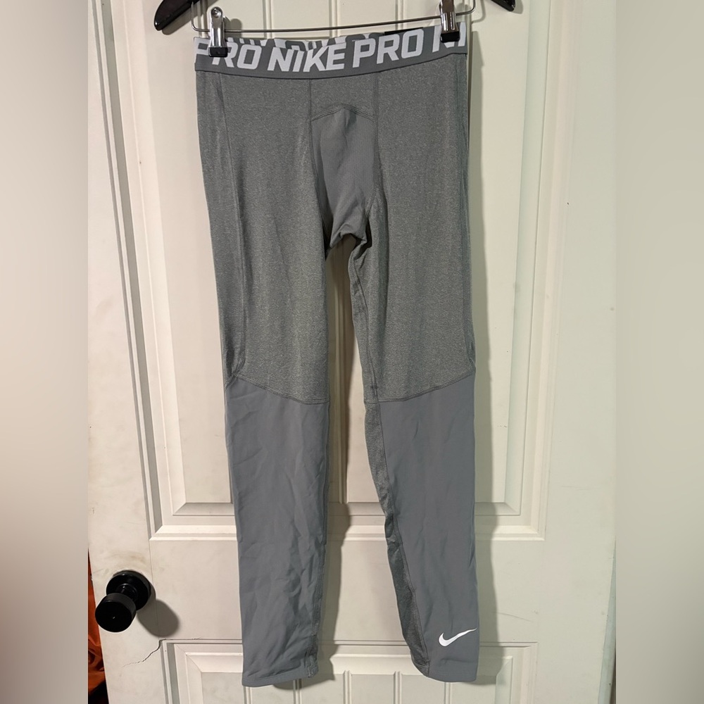 Nike Pro Tight Fit Coolant Gray Leggings Boys XL